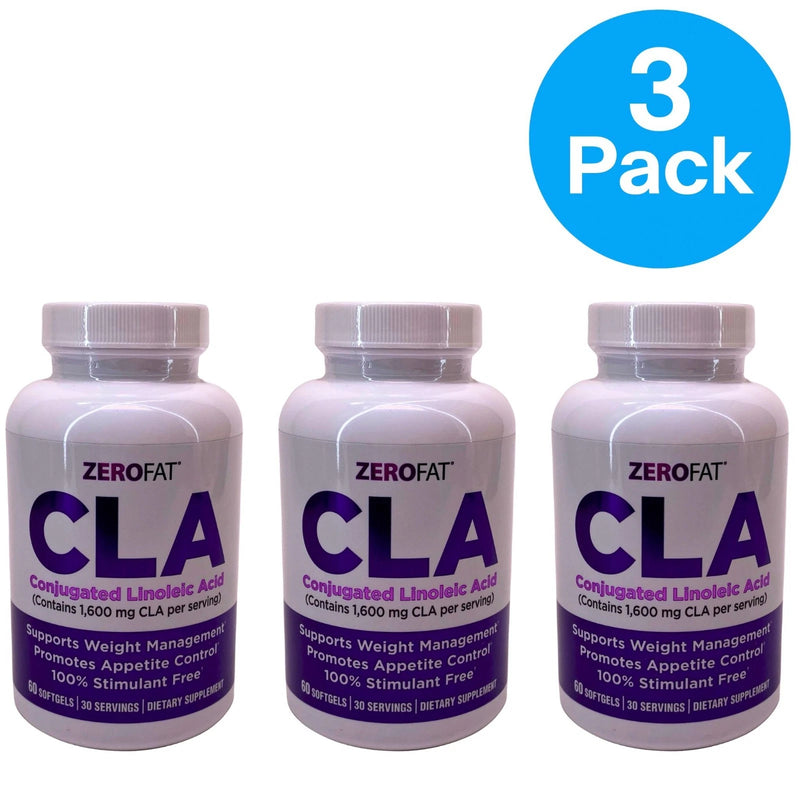Zerofat CLA 1600mg Conjugated Linoleic Acid Weight Management 60ct 3 Pack Set