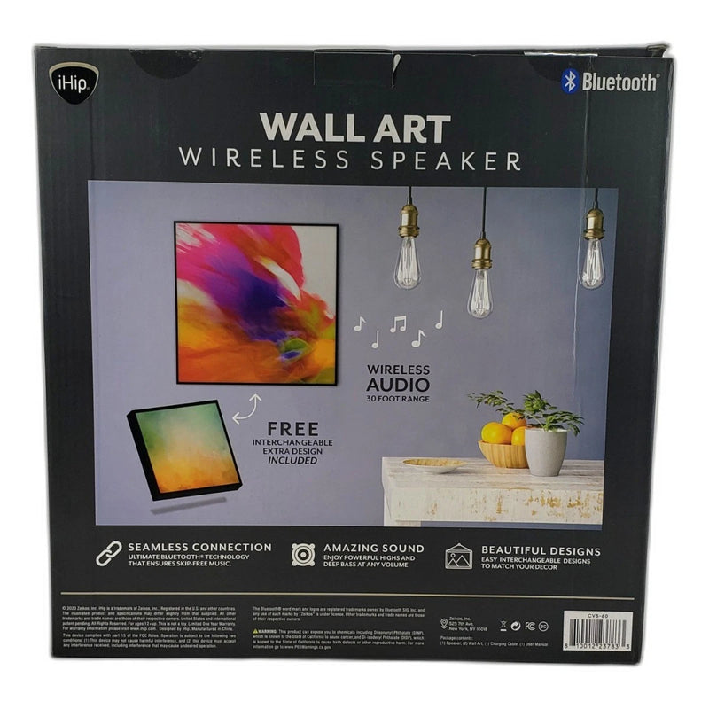 IHip Bluetooth Wall Art Wireless Speaker 30 Foot Range Indoor Audio New