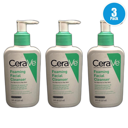 CeraVe Foaming Facial Cleanser 8oz Pack of 3 New