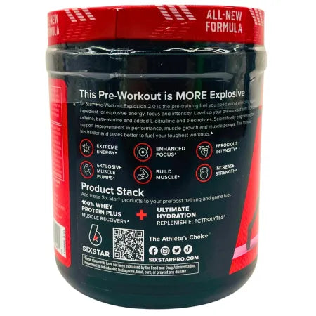 Six Star Pre-Workout Explosion 2.0 Pink Lemonade 9.63 oz – New