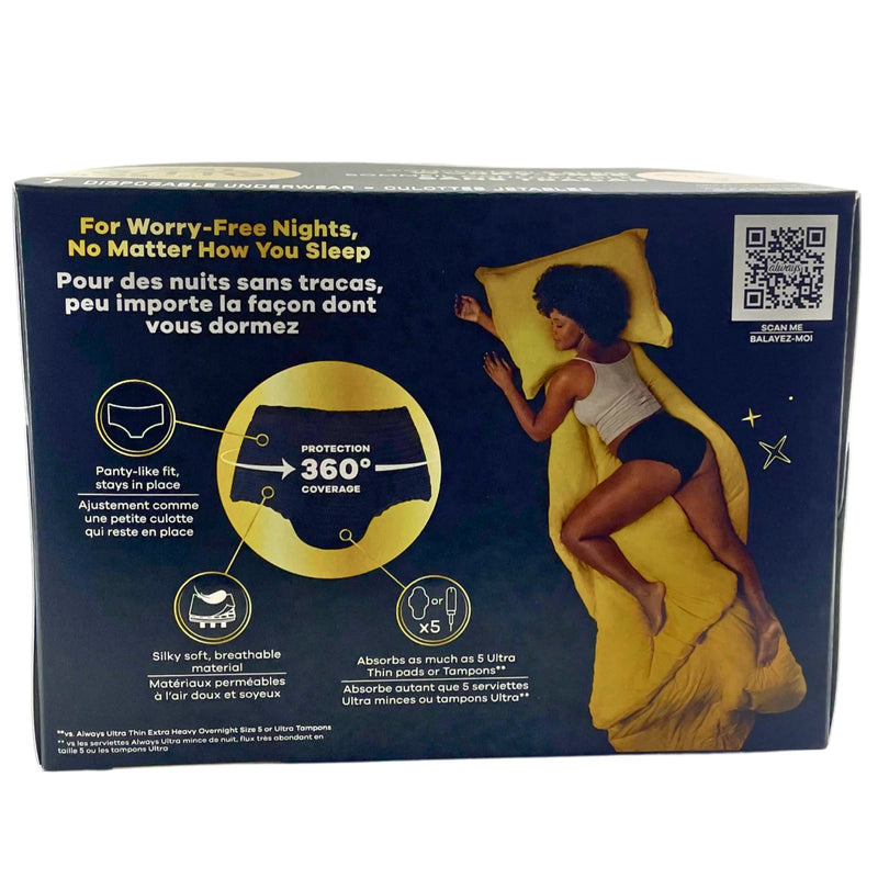 Always ZZZ Disposable Period Underwear XL/2XL 18-26 7 Count 2 Pack New