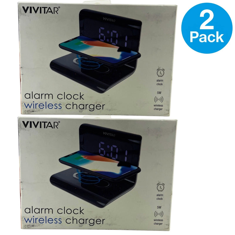 Vivitar Alarm Clock Wireless Charger Pad 5W Digital LED Nightstand Stand 2 Pack