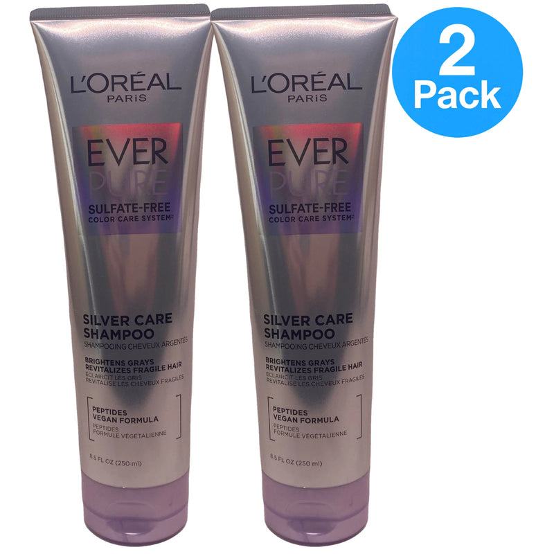 L'Oreal Paris EverPure Sulfate-Free Silver Care Shampoo Peptides 8.5 oz 2 Pack