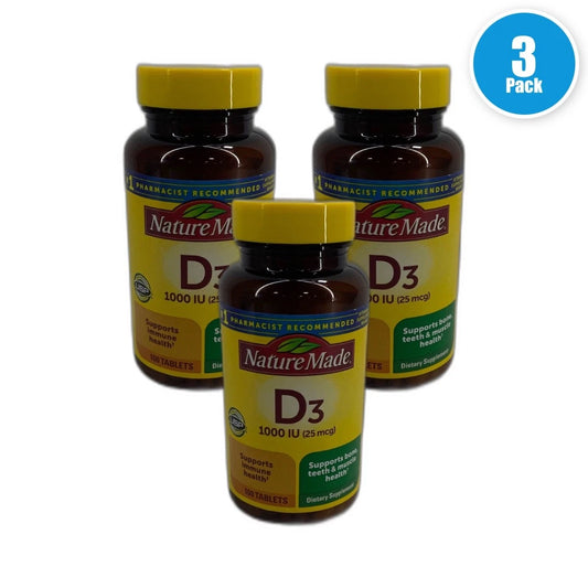 Nature Made Vitamin D3 Tablets Supplement 300 Total Exp 03/27 Pack of 3 New