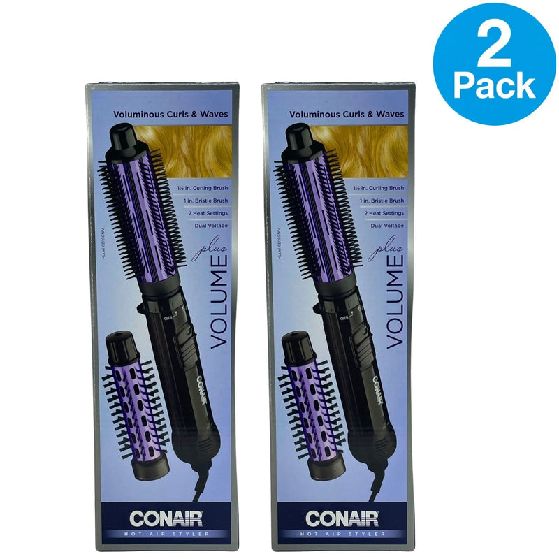 Conair Hot Air Styler Dual Voltage 2 Brush Attachments 2 Pack New