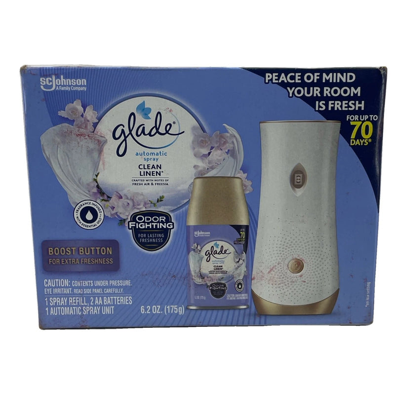 Glade Automatic Spray Clean Linen 6.2 oz Starter Kit 1 Pack New
