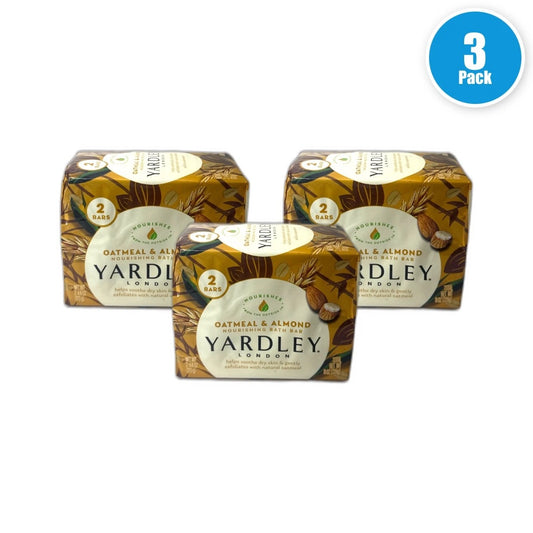 Yardley London Oatmeal Almond Moisturizing Bath Bar Soap 6 Total Pack of 3 New