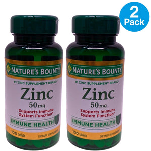 Nature's Bounty Zinc 50 mg Immune System Function Support 100 Tablets Exp 12/29