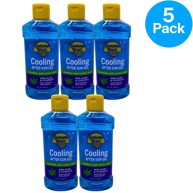 Banana Boat Cooling After Sun Gel with Aloe & Vitamin E 8 fl oz 5 Pack New