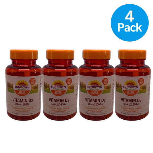Sundown Naturals Vitamin D3 2000 IU 350 Softgels 4 Pack supplement bottle