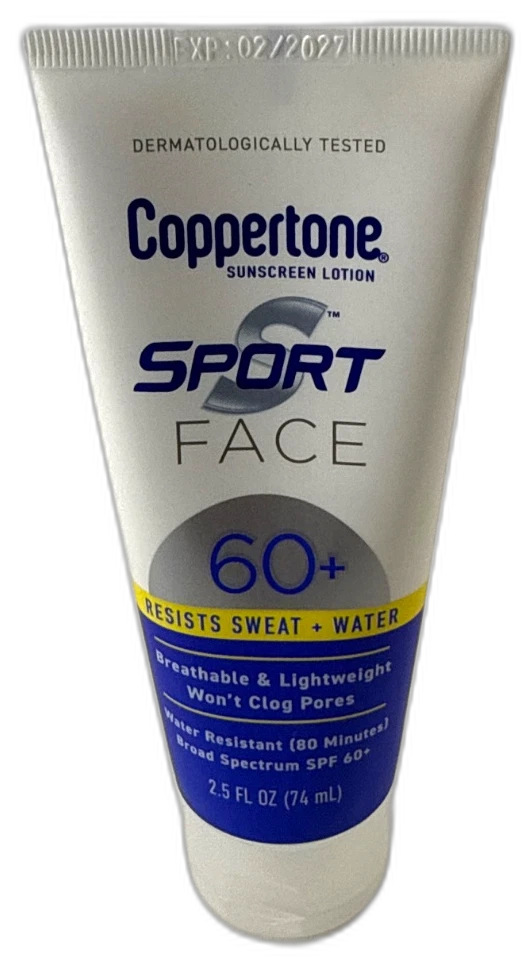 Coppertone Sport Face Lotion SPF 60 Plus 2.5oz Sunscreen Exp 02/27 Pack of 6 New