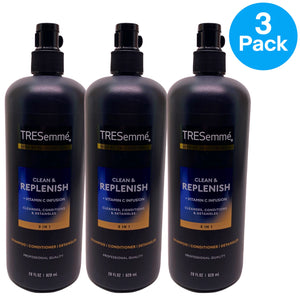 TRESemmé Clean & Replenish 3 in 1 Shampoo Conditioner Detangler 28 fl oz 3 Pack