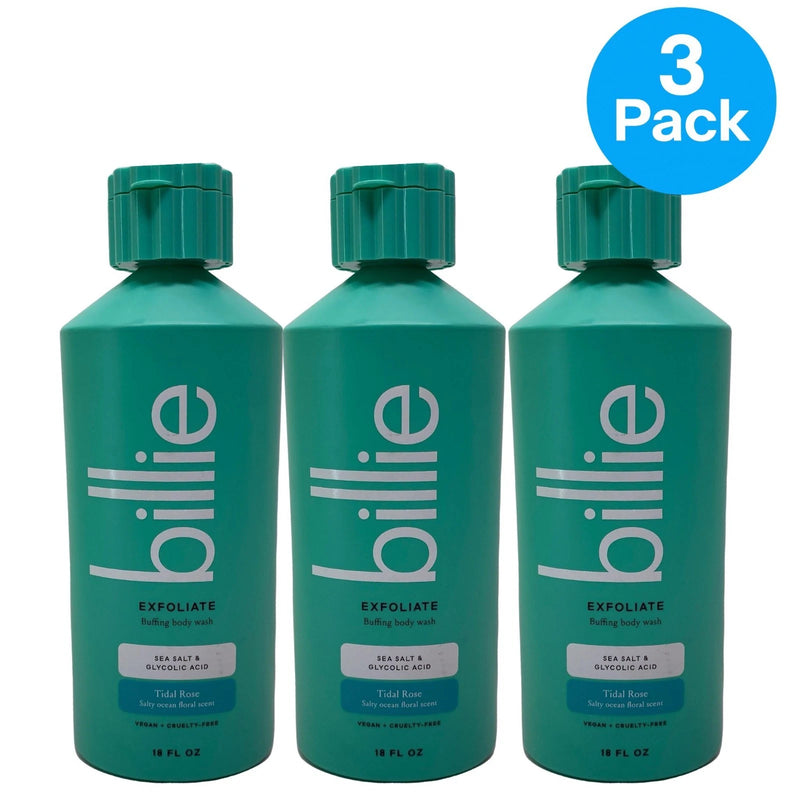 Billie Exfoliate Buffing Body Wash Tidal Rose 18 fl oz 3 Pack New