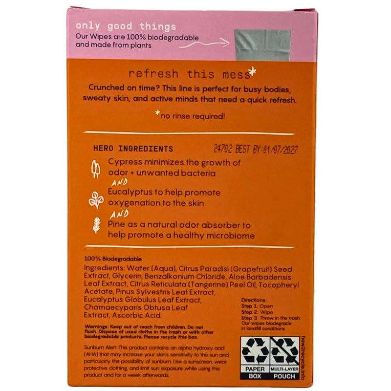 Busy Co Deodorant Wipes Clarifying Citrus 2.5oz 3 Pack New Exp 01/2027