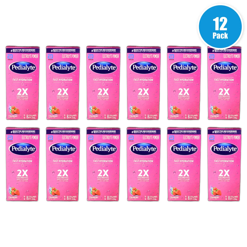 Pedialyte Fast Hydration Electrolyte Powder Strawberry Exp 12/26 Pack of 12 New