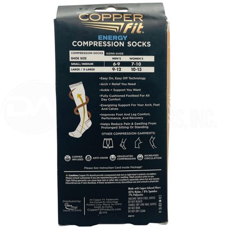 Copper Fit Energy Compression Socks L/XL Black Easy On Off 2 Pack 2