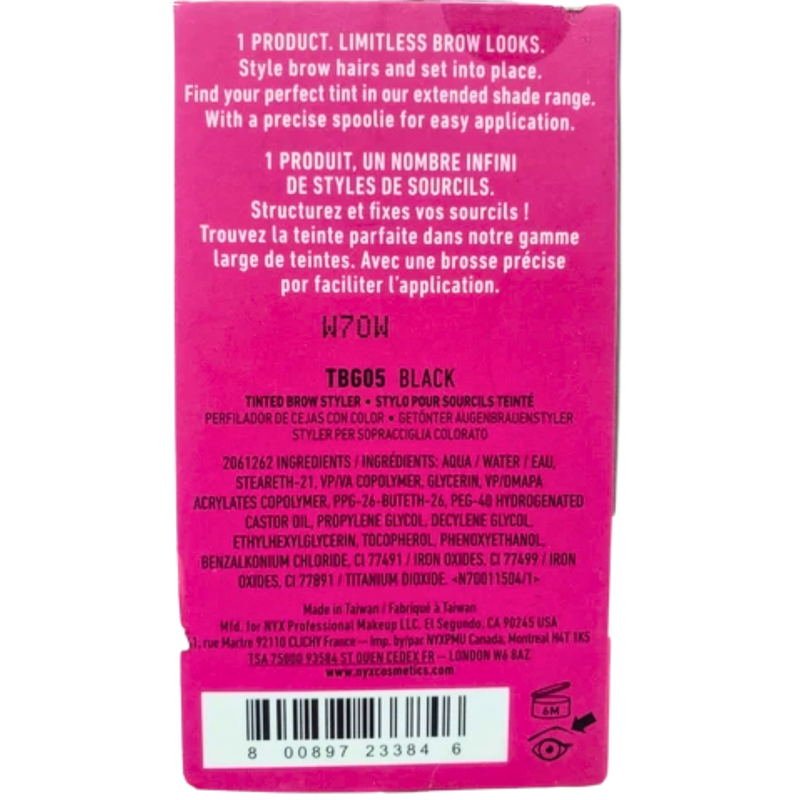 NYX Professional Makeup Brow Glue Eyebrow Gel, Black, 0.17 fl oz - 1 Pack
