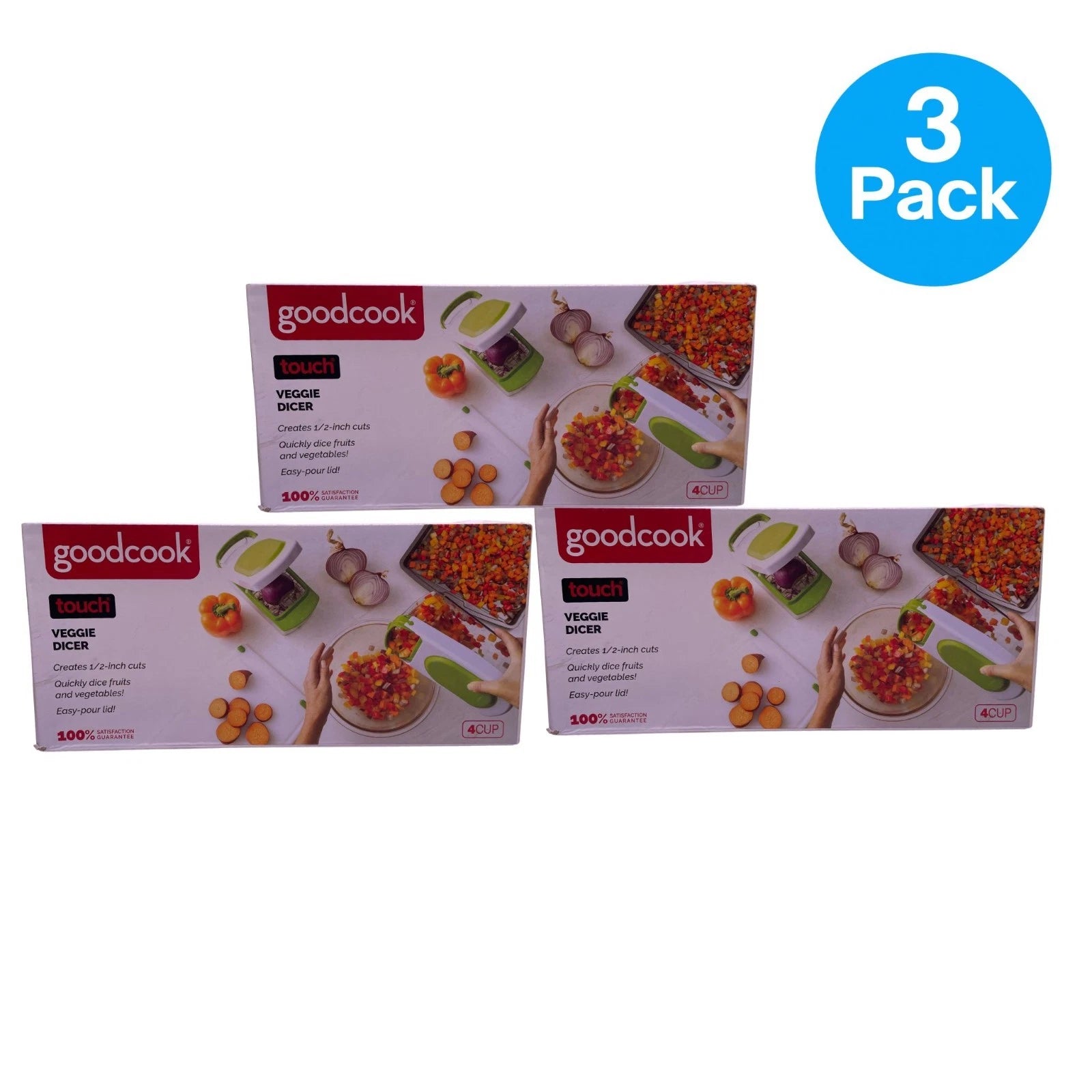 GoodCook Veggie Dicer 4 Cup 3 Pack Kitchen Chopper New
