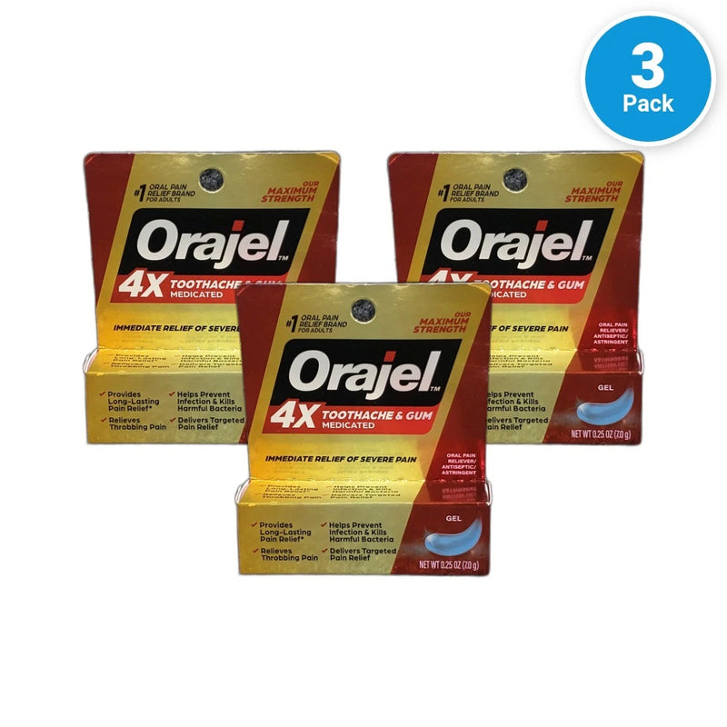 Orajel Toothache Gum Fast Acting Pain Relief Gel 0.25oz Exp 11/27 Pack of 3 New