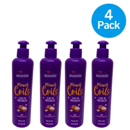 Aussie Miracle Coils Leave-In Moisturizer Macadamia Nut Oil 8.5 Oz 4-Pack New