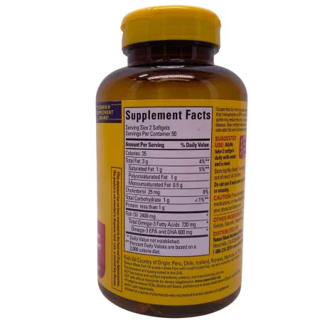 Nature Made Fish Oil 1200mg 100 Softgels 3 Pack New Exp 02/2028