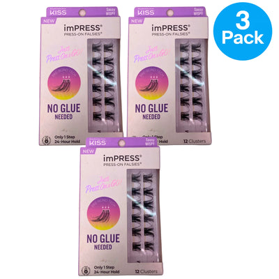 KISS imPRESS Sassy Wispy Press-On Falsies 12 Clusters 3 Pack New