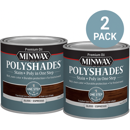 Minwax PolyShades Gloss Espresso 1 Qt 2 Pack Stain + Poly New