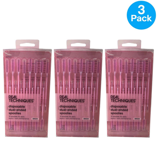 Real Techniques Disposable Dual-Ended Spoolies Brow Tools 45 Count 3 Pack New