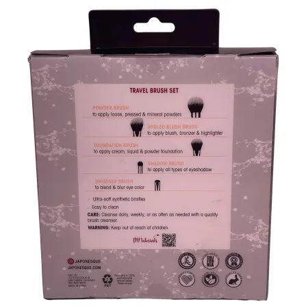 Japonesque Travel Makeup Brush Set 10 Brushes Total 2 Pack