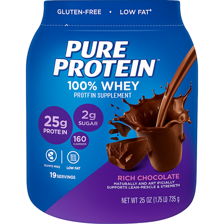 Pure Protein 100% Whey Rich Chocolate 28 oz Exp 04/2026 New