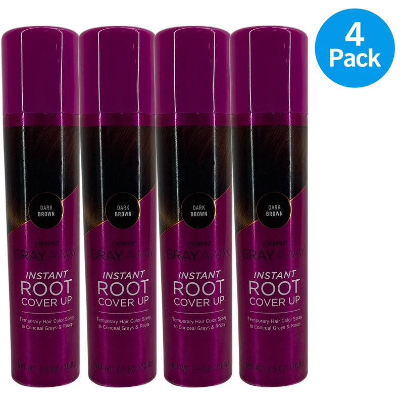 EVERPRO Gray Away Instant Root Cover Up Spray Dark Brown 2.5 OZ 4 Pack New