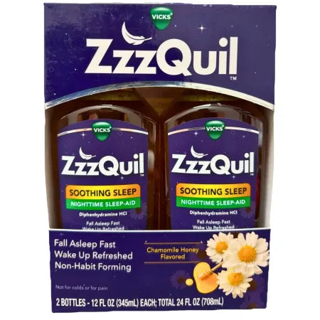 Vicks ZzzQuil Soothing Sleep Nighttime Sleep-Aid Chamomile Honey 12 oz 2 Pack