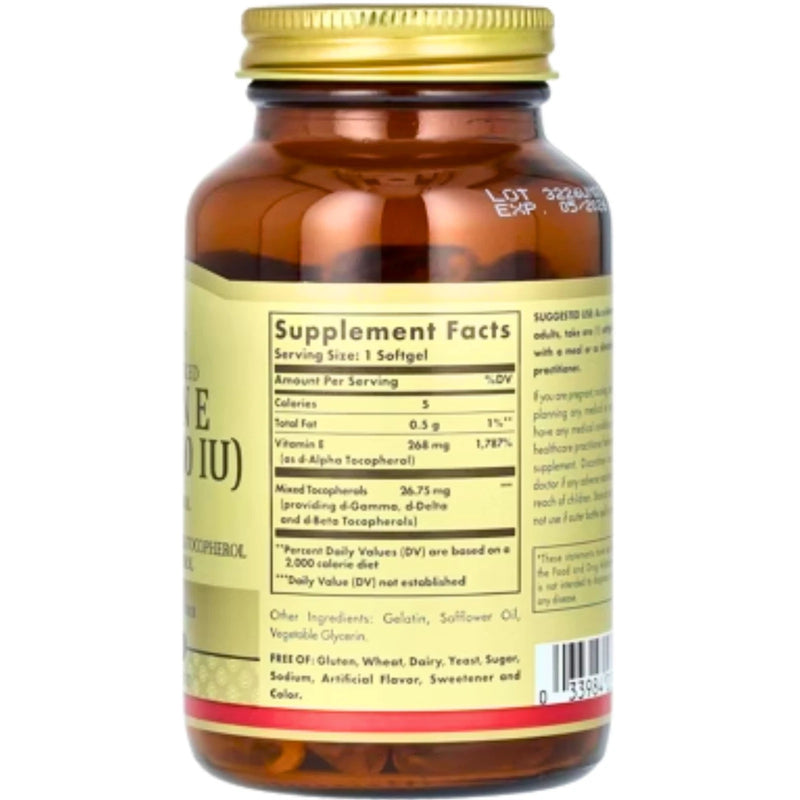 Solgar Naturally Sourced Vitamin E 268 mg 400 Immune Support 100 Softgels 3 Pack