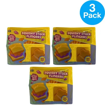 RMS Squishy Stack Flingers PB&J Sensory Toy Sticky Food Fight 3 Pack Bundle