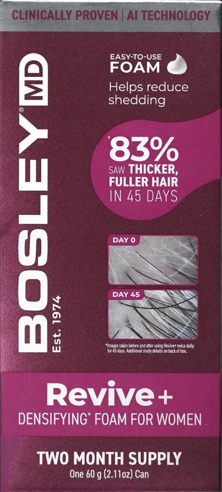 BosleyMD Revive+ Densifying Foam for Women 60g 1 Pack New