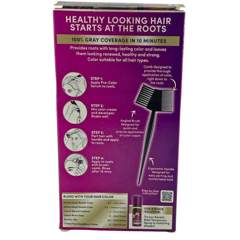 Schwarzkopf Keratin Root Touch Up Hair Color 4.0 Dark Brown 3 Pack Exp 11/27 New