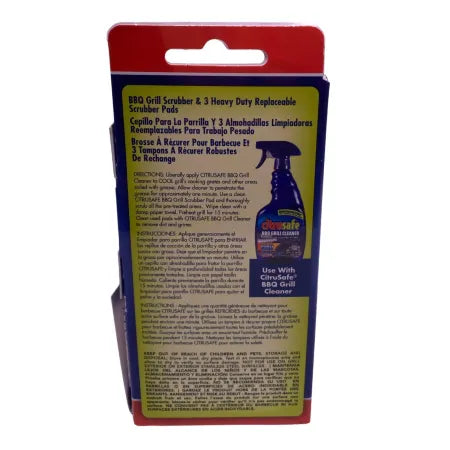Citrusafe BBQ Grill Scrubber Brush w/ Replaceable Pads 3 Pack New