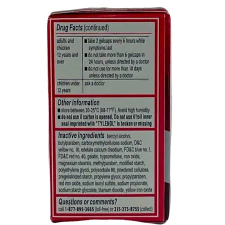 Tylenol Extra Strength Rapid Release Gels 500mg 24ct 7 Pack Exp 2027