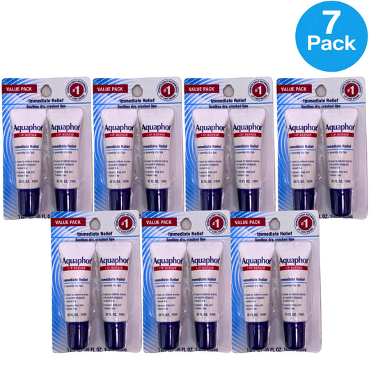 Aquaphor Lip Repair Ointment Immediate Relief Value Pack 0.35 oz Tubes 7 Pack Ne