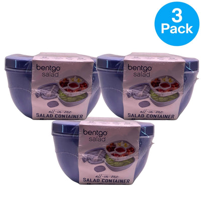 Bentgo Salad All-in-One Salad Container Purple Leak-Proof Lunch Box 3 Pack New