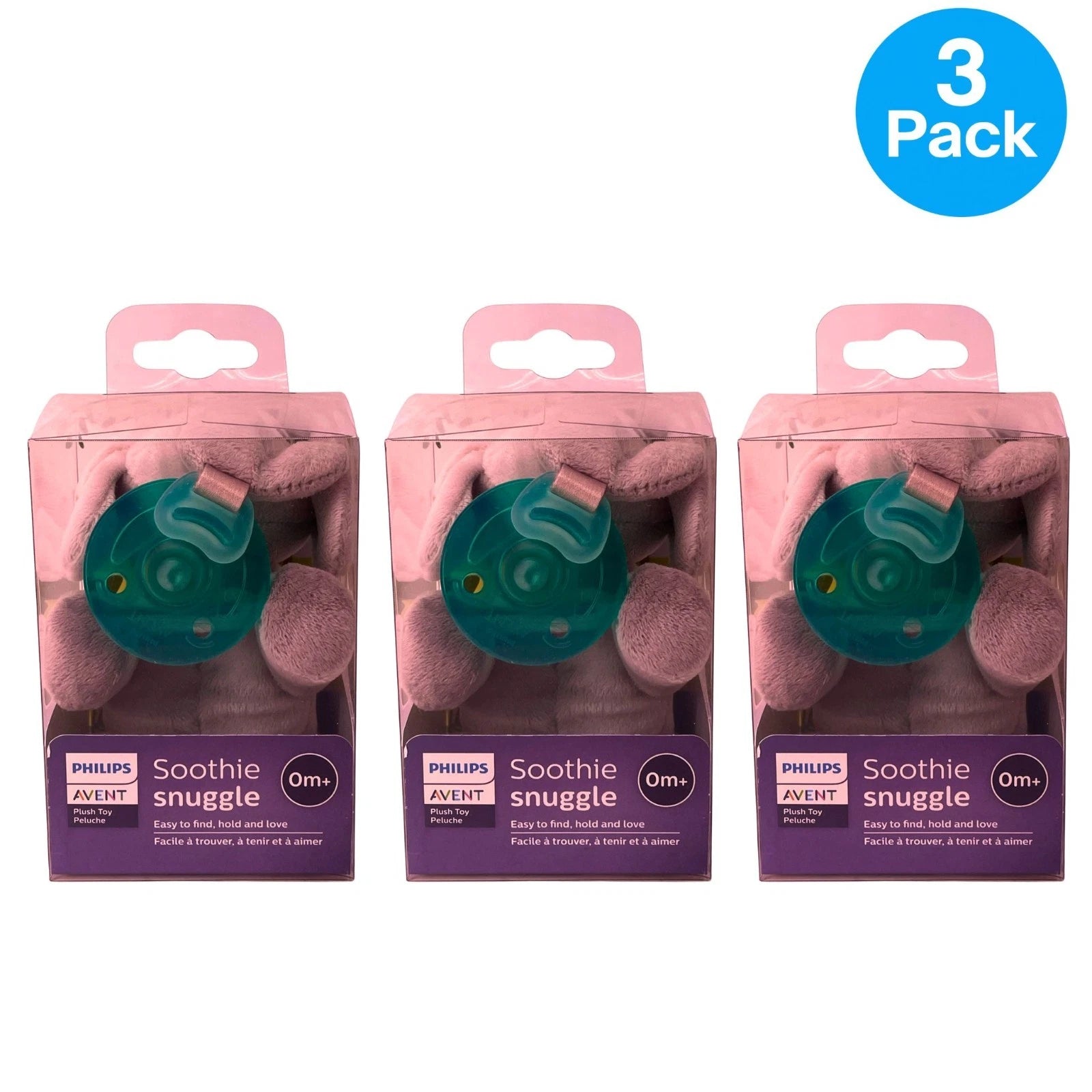Philips Avent Soothie Snuggle Pacifier Plush 0m+ 3 Pack New