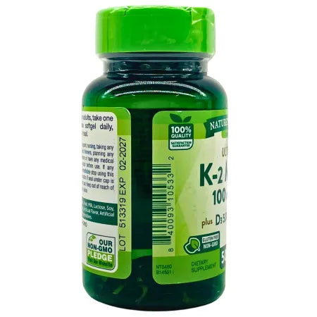 Nature’s Truth K-2 MK-7 100 mcg + D3 5000 IU 50 Softgels – 2 Pack-02/2027 – New 4