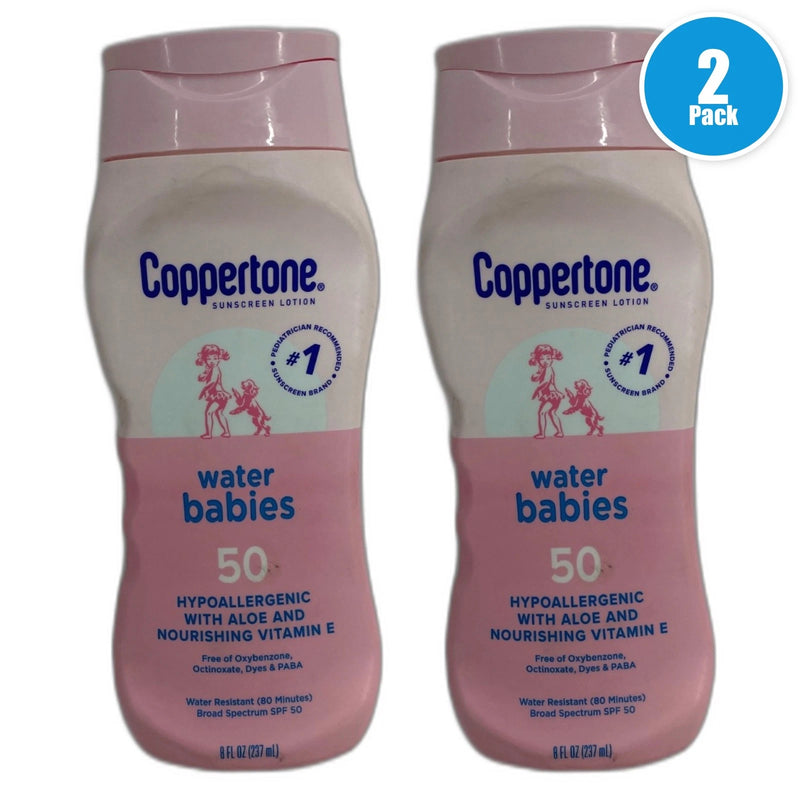 Coppertone Water Babies Sunscreen Lotion SPF 50 Water Exp 03/27 Pack of 2 New