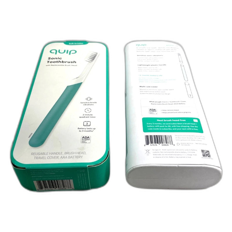 Quip Sonic Electric Metal Handle Toothbrush Travel Case Green Pack of 2 New