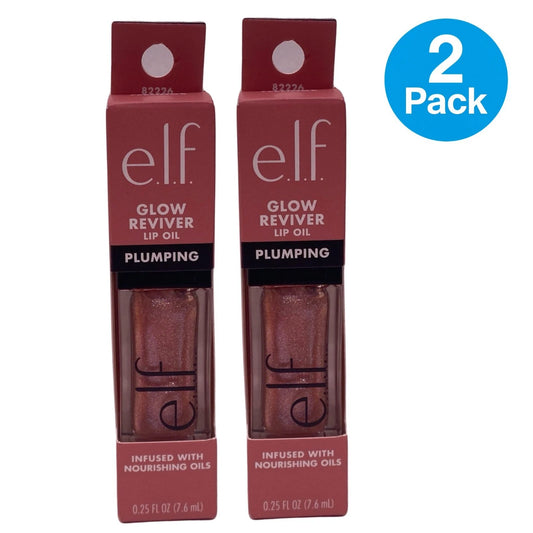 e.l.f. Glow Reviver Plumping Lip Oil Shade 82226 in 2 Pack - Hydrating and Plumping Lip Care Product