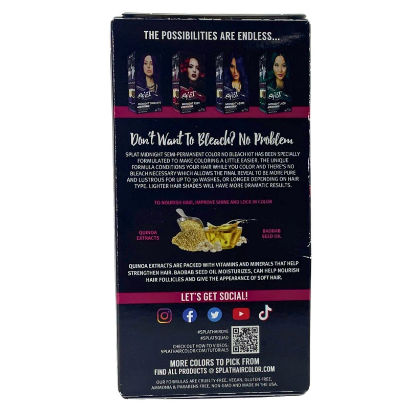Splat Midnight Magenta Hair Color No Bleach Needed Semi-Permanent 4 Pack Bundle