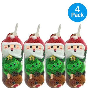 U Style Christmas Holiday Character Loofahs Santa Tree Reindeer 3 Count 4 Pack B