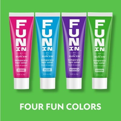 Fun In by Sun In – Temporary Hair Color Green – Pack of 4 (1 oz each) NEW 6