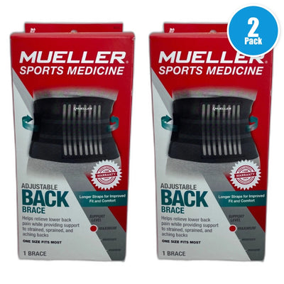 Mueller Adjustable Back Brace Black One Size Fits Most Lumbar Pack of 2 New