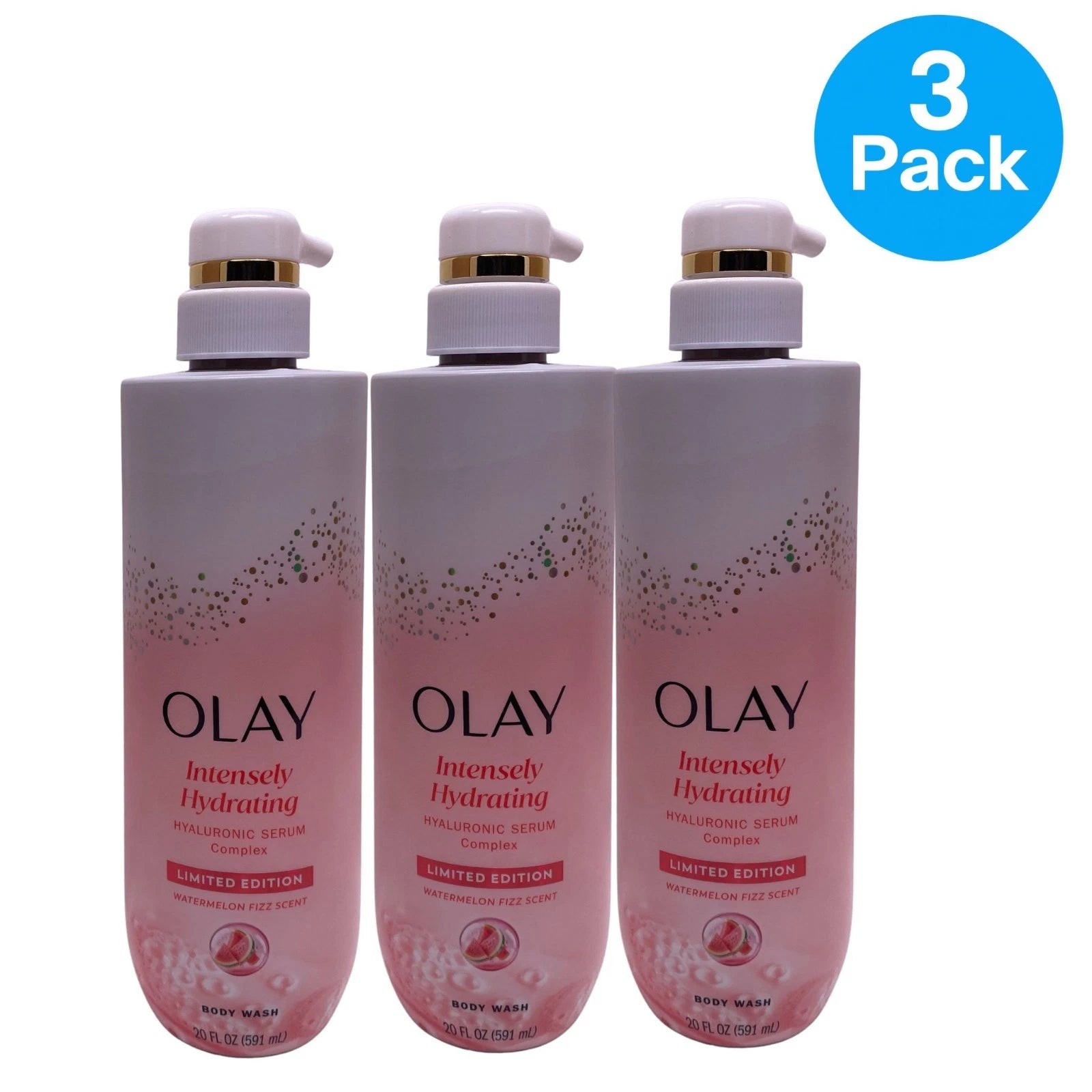 Olay Intensely Hydrating Body Wash 20oz Watermelon 3 Pack New